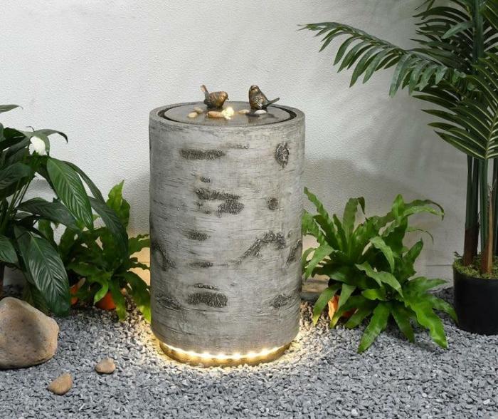 Garden Water Fountain With Lights & 2 Birds – Tall  |  Water Features Outdoor Gardenwares Water Features