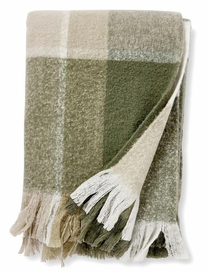 Garner Check Throw – Green  |  Throw Blankets Homewares Throw Blankets