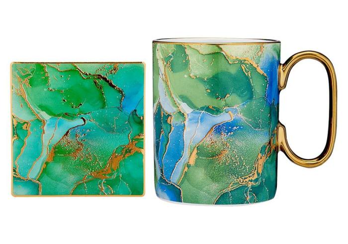 Gemstones Mug & Coaster Set – Adamite Green  |  Mugs Kitchenware Mugs