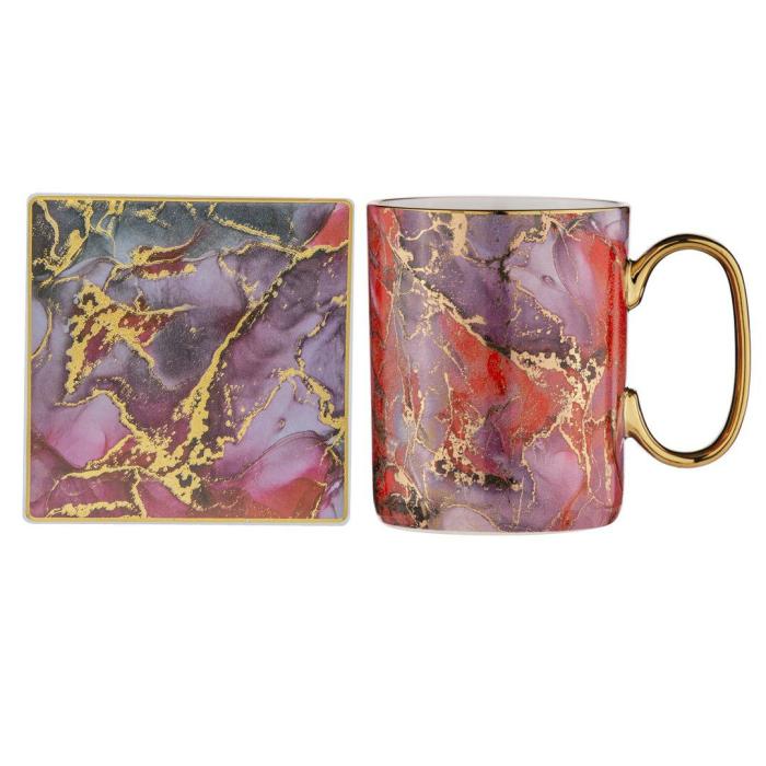 Golden Depths Mug & Coaster Set – Garnet  |  Mugs Kitchenware Mugs