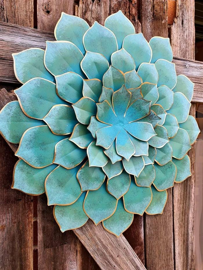 Green Metal Wall Succulent Large  |  Outdoor Wall Art Metal Flowers Metal Flowers