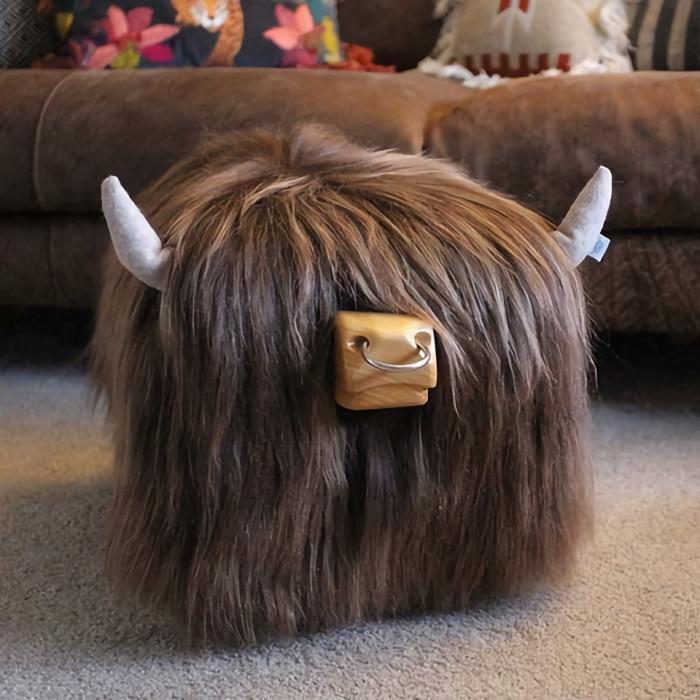 Highland Bull Genuine Foot Stool – Ash  |  Cow Lovers Cow Lovers Cow Lovers