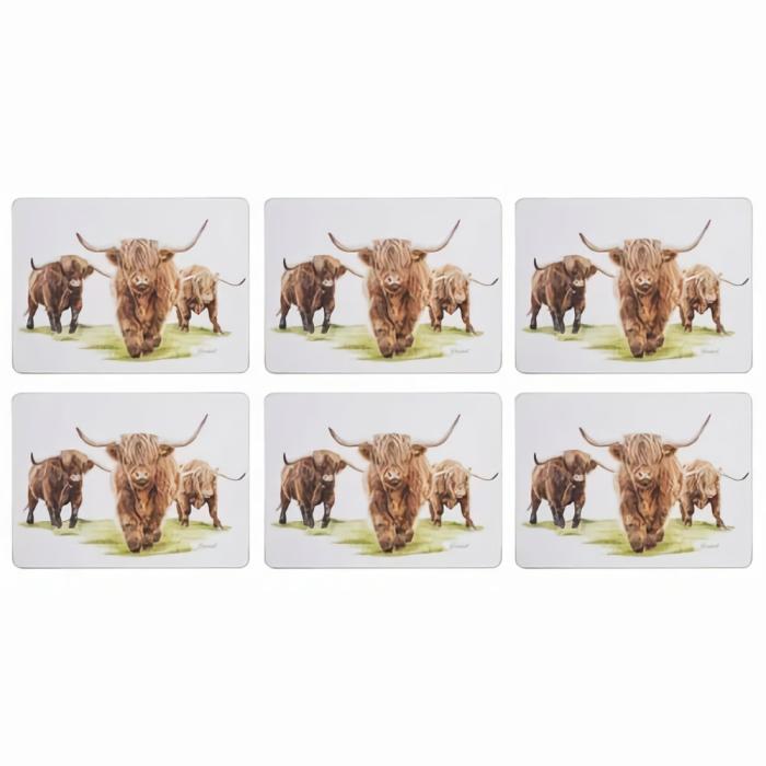 Highland Herd Cows Artist 6Pk Placemat Set  |  Coasters Coasters Coasters