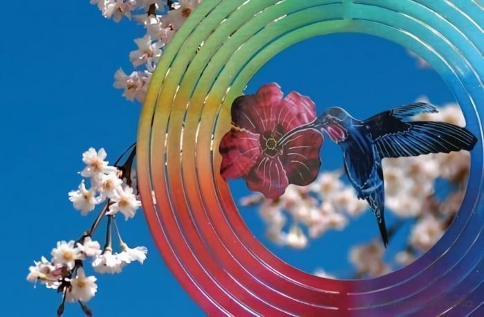 Hummingbird – Coloured – Stainless Steel Wind Whirl Spinner  |  Wind Whirl Spinners Outdoor Gardenwares Wind Whirl Spinners