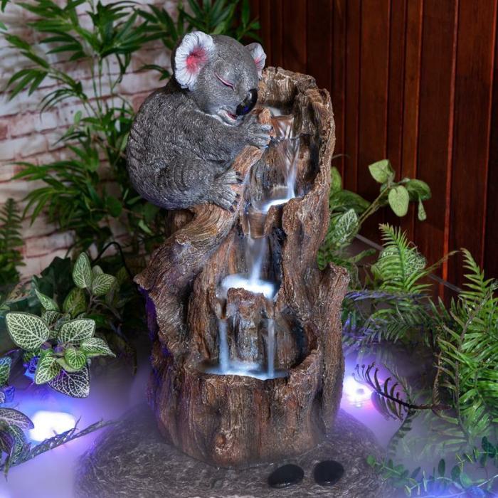 Koala On Tree Trunk Water Fountain Feature  |  Water Features Outdoor Gardenwares Water Features