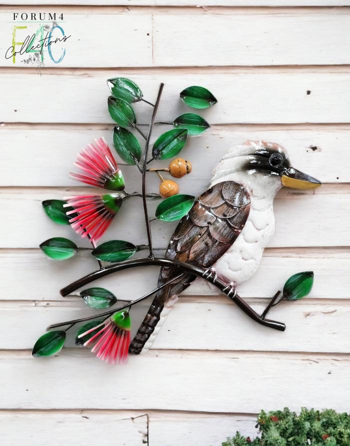 Kookaburra With Gumnut Blossoms  |  Outdoor Wall Art Garden Creatures Garden Creatures