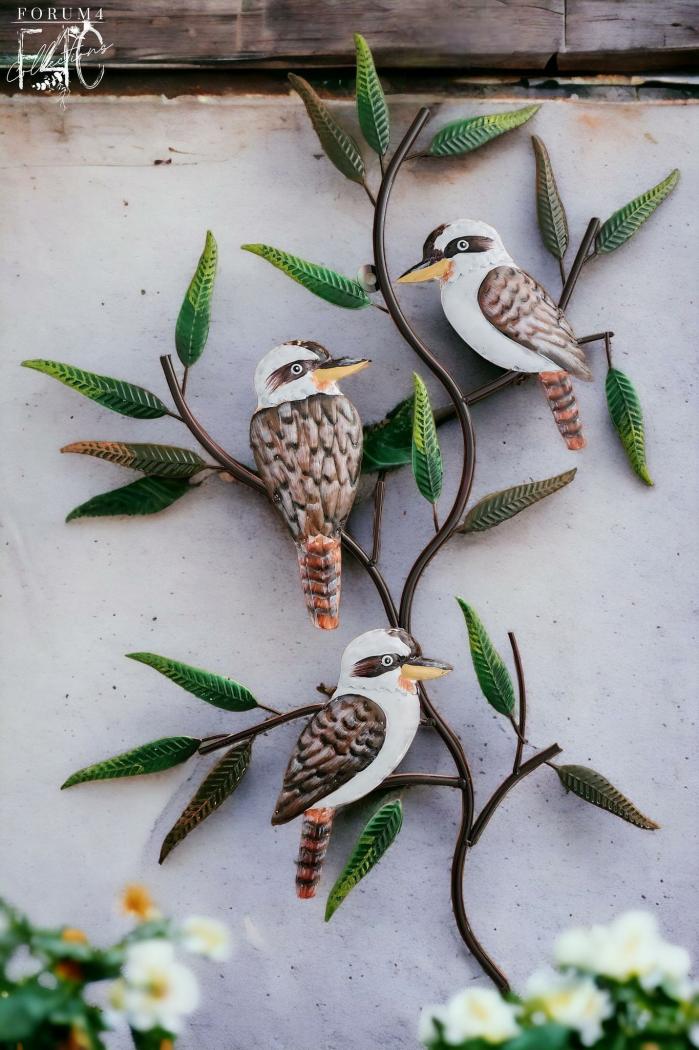 Kookaburras On A Tree Vertical- Metal Wall Decor  |  Garden Creatures Garden Creatures Garden Creatures