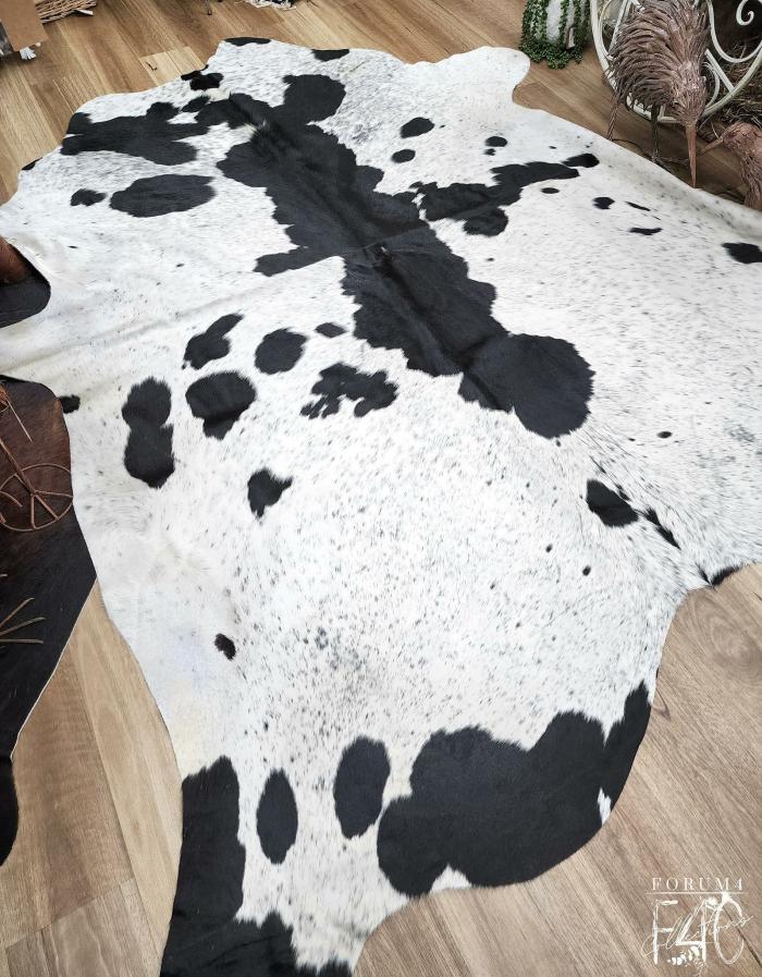 Large Black & White Salt N Pepper Cow Hide Floor Rug  |  Cow Lovers Cow Lovers Cow Lovers