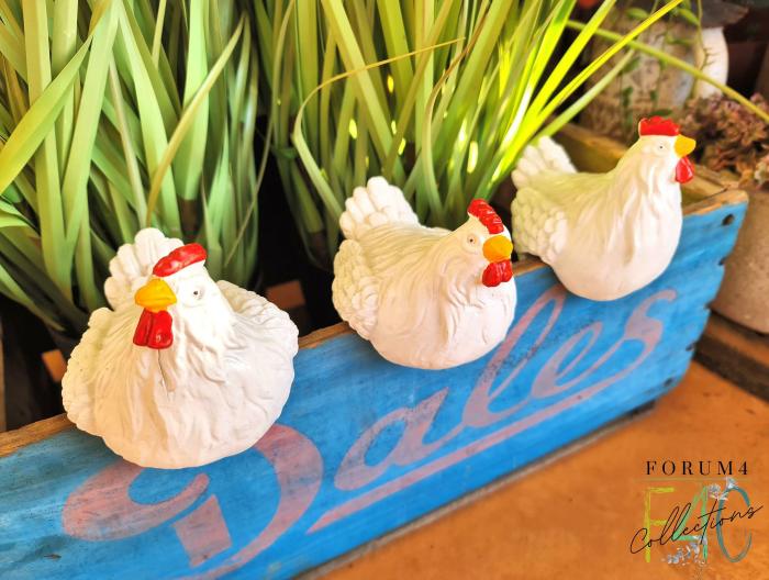 Large Chook Pot Sitters – 3Pc White Set  |  Garden Accessories Chickens Chickens