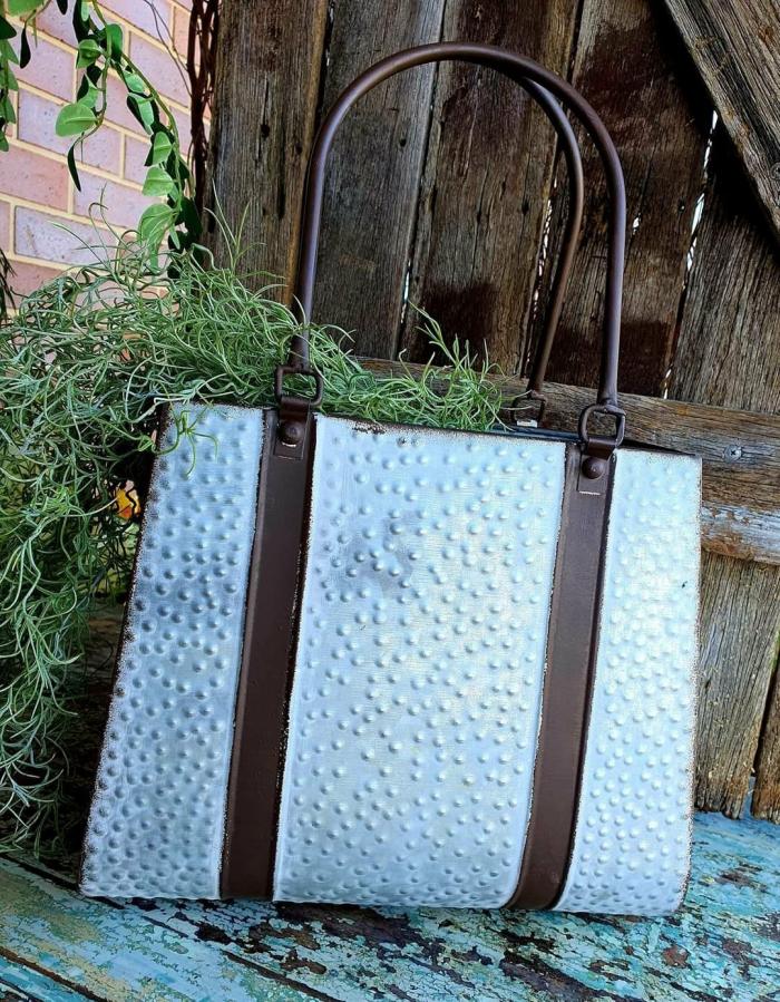 Large Handbag Galvanized – Rustic Metal Planter  |  Planters & Vases Planters & Vases Planters & Vases