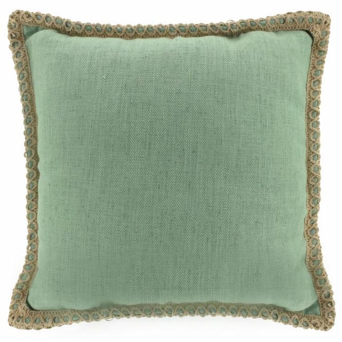 Linen & Jute Cushion – Green  |  Cushions Cushions Cushions