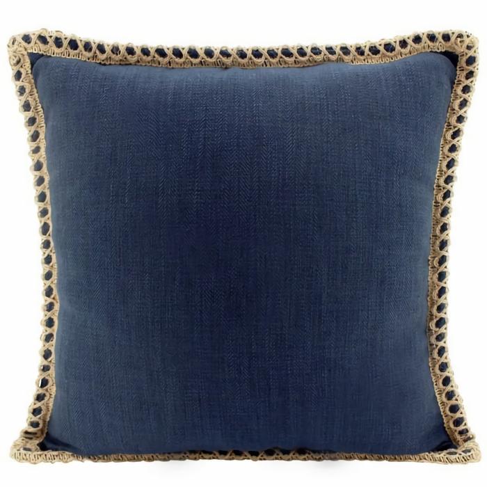 Linen & Jute Cushion – Navy Blue  |  Cushions Cushions Cushions