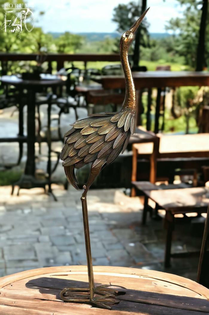 Lustre Gold Crane Looking Up  |  Garden Creatures Garden Creatures Garden Creatures