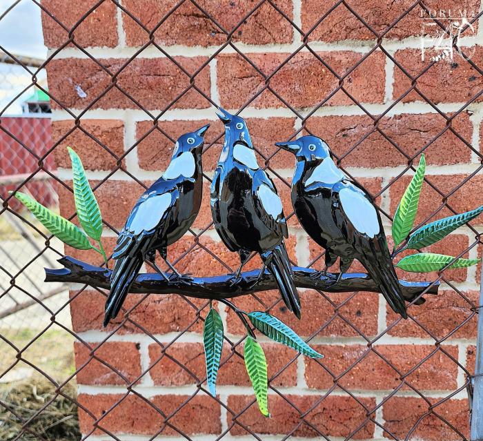 Magpie Melody Trio Wall Decor  |  Outdoor Wall Art Garden Creatures Garden Creatures