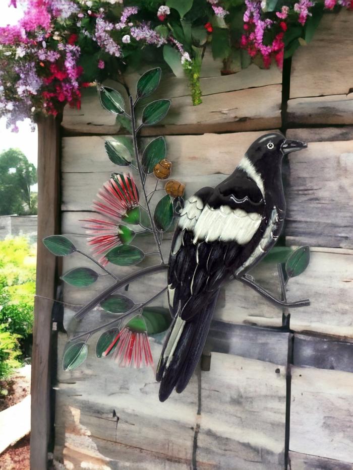 Magpie With Gumnut Blossoms  |  Garden Creatures Garden Creatures Garden Creatures