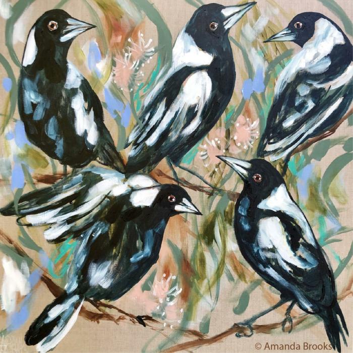 Magpies Trivet – Artist Lab  |  Coasters Coasters Coasters