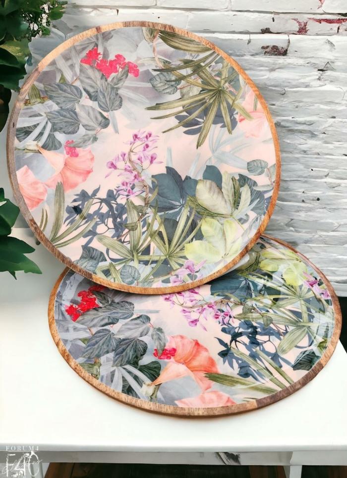 Mango Wood Wildflower Tropics Round Platter  |  Catering & Tableware Catering & Tableware Catering & Tableware