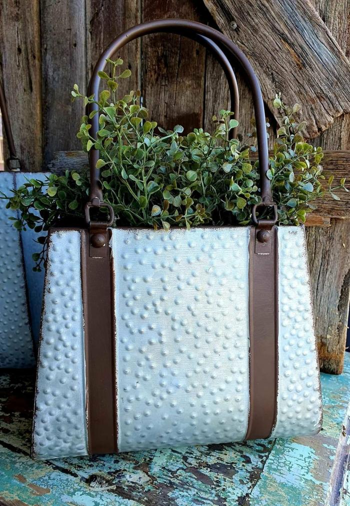 Medium Handbag Galvanized- Rustic Metal Planter  |  Planters & Vases Planters & Vases Planters & Vases