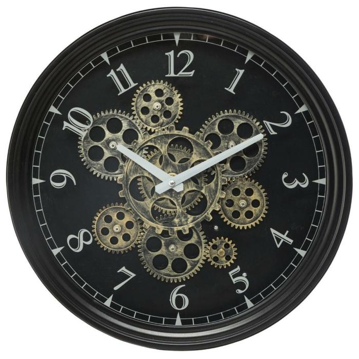 Moving Gears Black Wall Clock – 37Cm  |  Clocks Clocks Clocks