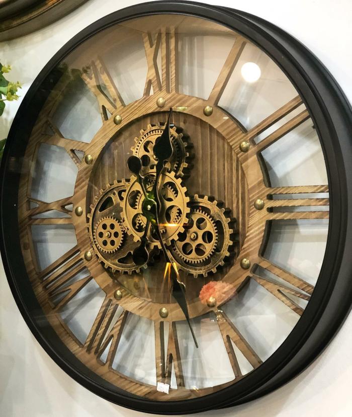 Moving Gears Industrial Black Metal & Timber Clock  |  Clocks Clocks Clocks