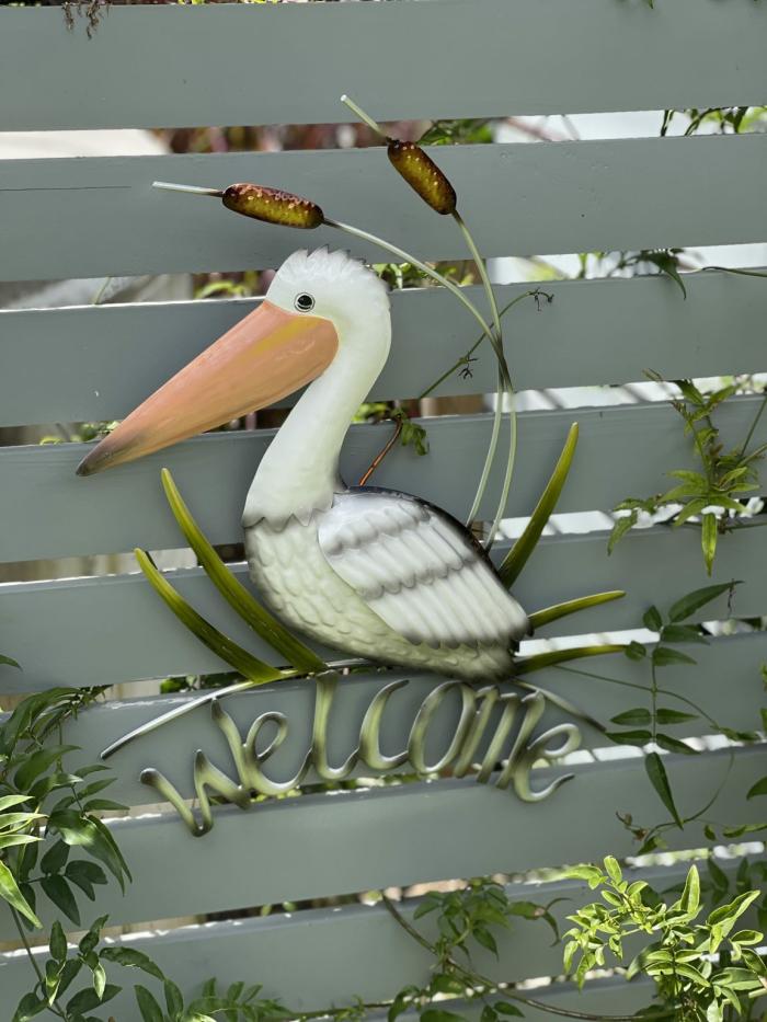 Mr Charming Pelican Welcome Metal Wall Decor  |  Garden Creatures Garden Creatures Garden Creatures