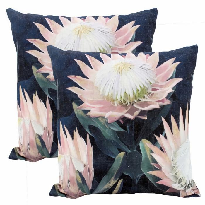 Night Proteas Linen Cushion 50 X 50  |  Cushions Cushions Cushions