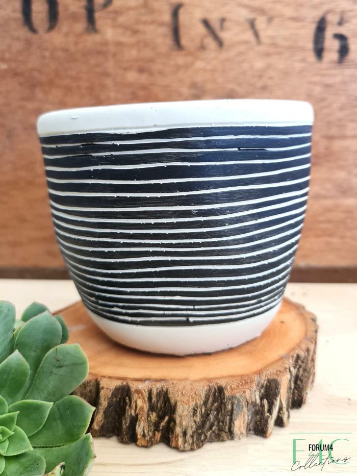 Nordic Hand Sculpted Cement Pot – Pin Stripes  |  Planters & Vases Planters & Vases Planters & Vases