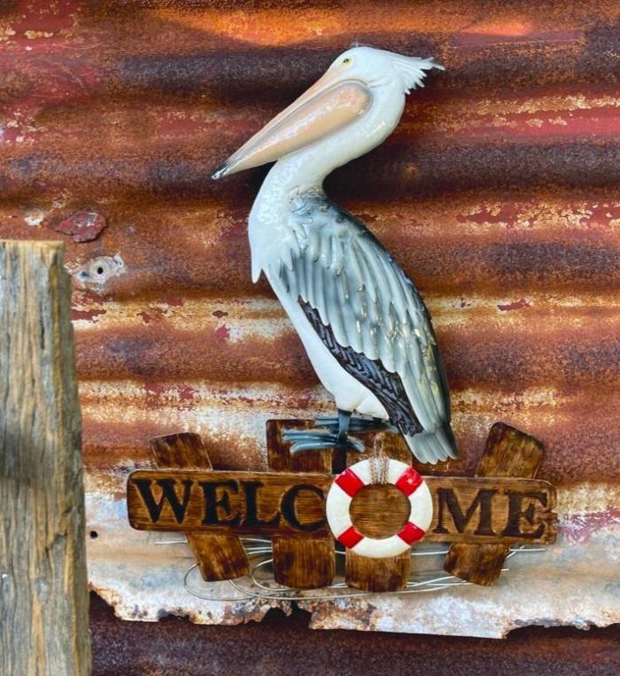 Percy The Pelican Welcome  |  Metal Decor Metal Decor Metal Decor