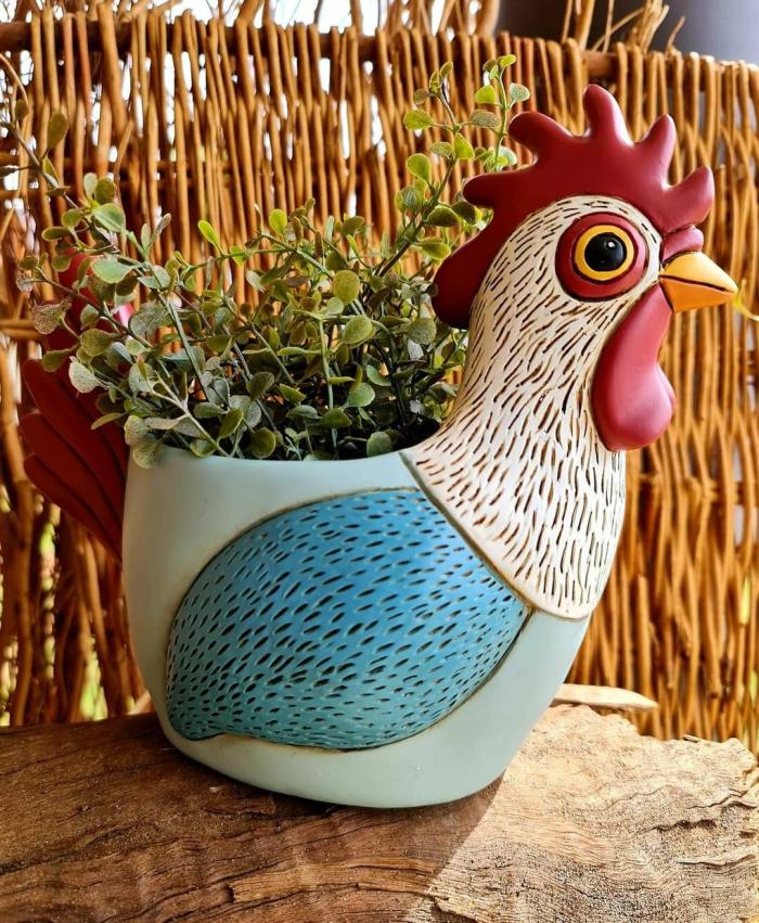 Quirky Light Blue Rooster Planter  |  Planters & Vases Planters & Vases Planters & Vases