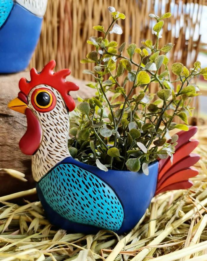 Quirky Royal Blue Rooster Planter – Small  |  Planters & Vases Planters & Vases Planters & Vases