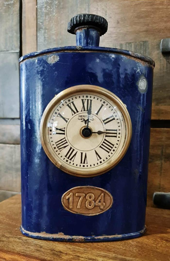 Repurposed Iron Drink Flask – Table Clock  |  Clocks Clocks Clocks