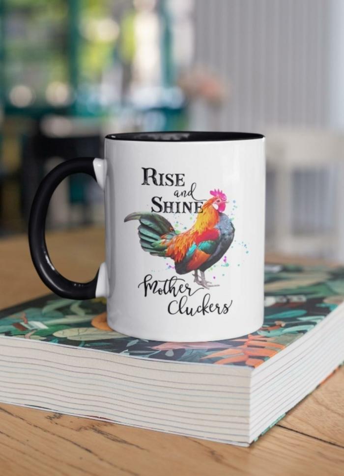 " Rise And Shine " – Quote Mug – Black  |  Mugs Kitchenware Mugs