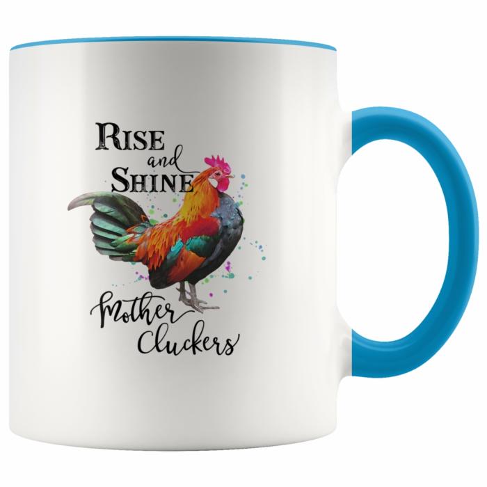 " Rise And Shine " – Quote Mug – Blue  |  Mugs Kitchenware Mugs