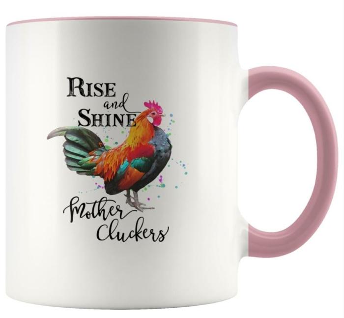 " Rise And Shine " – Quote Mug – Pink  |  Mugs Kitchenware Mugs