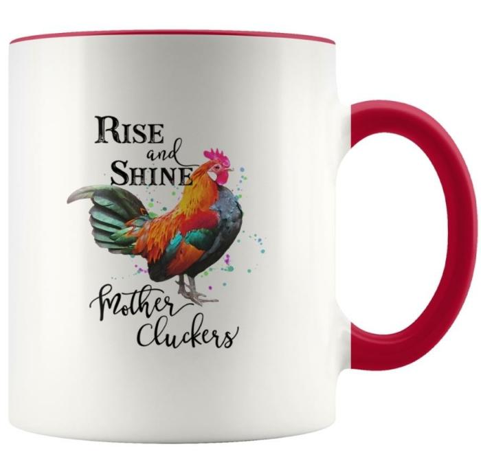 " Rise And Shine " – Quote Mug – Red  |  Mugs Kitchenware Mugs