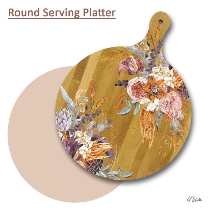 Round Bamboo Serving Platter – Cinnamon Orchids  |  Serving Platters Kitchenware Serving Platters