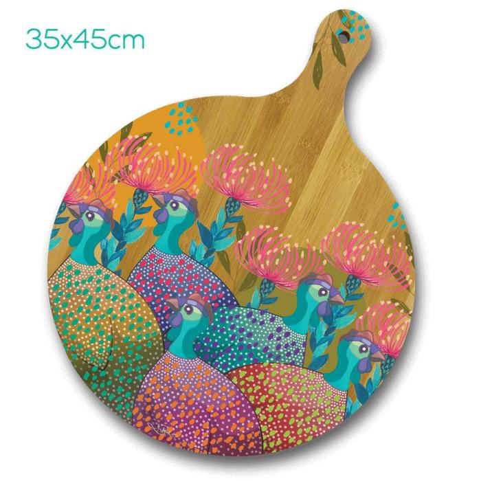 Round Bamboo Serving Platter – Colourful Guineas  |  Catering & Tableware Catering & Tableware Catering & Tableware