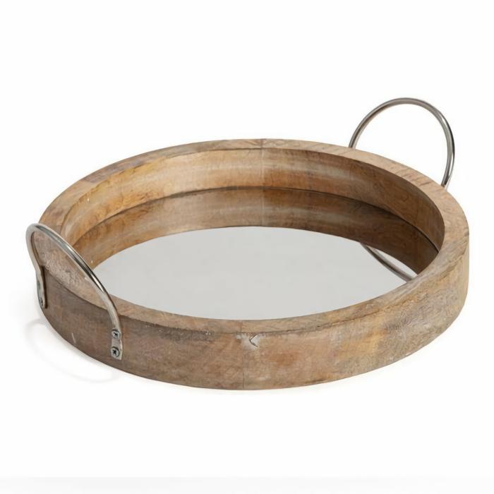 Round Mirror Based Mangowood Tray  |  Catering & Tableware Catering & Tableware Catering & Tableware