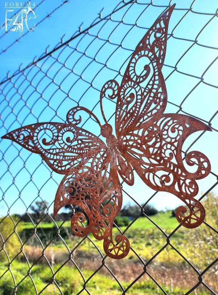 Rust Spiral Laced Butterfly Wall Decor  |  Rusty Garden Items Garden Creatures Garden Creatures