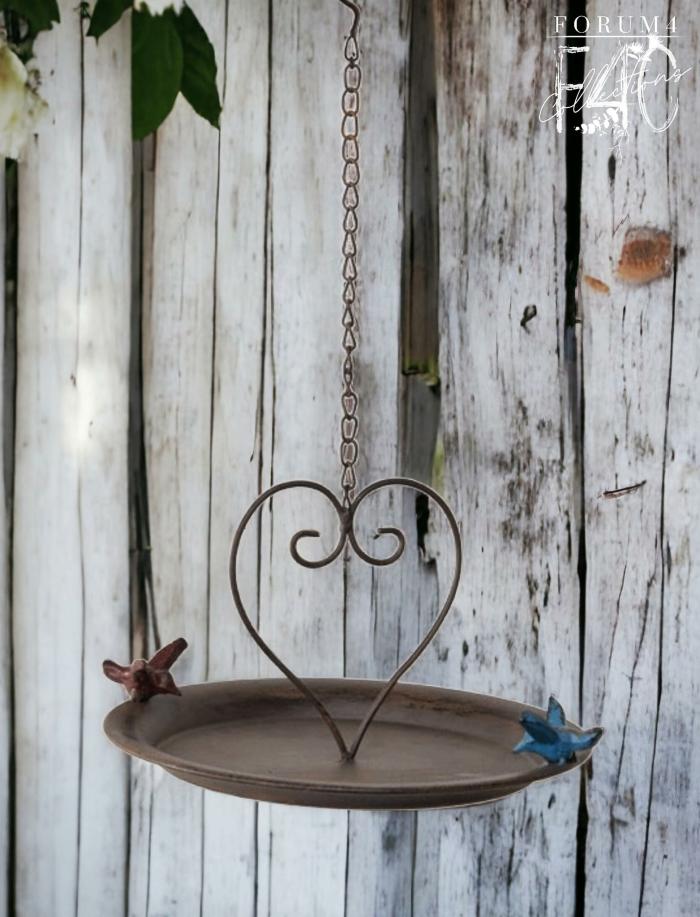 Rustic Coloured Lovebirds With Heart Bird Feeder  |  Hanging Garden Accessories Bird Feeders Bird Feeders