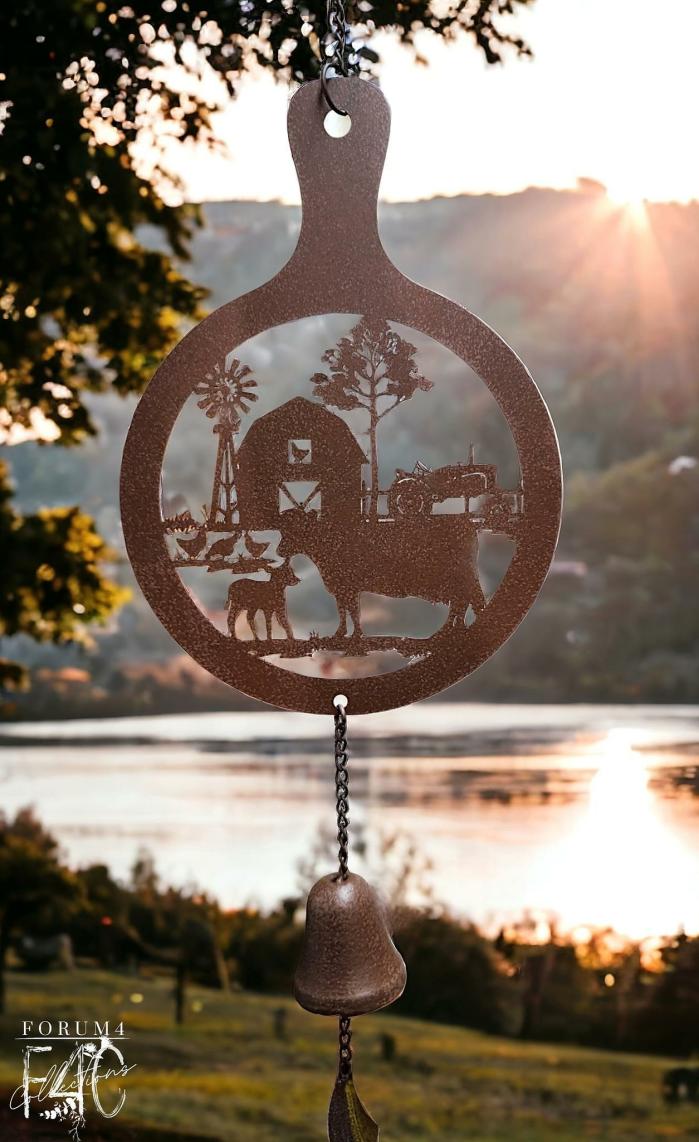 Rustic Outback Country Scene Hanging Bell  |  Wind Chimes Garden Accessories Garden Accessories