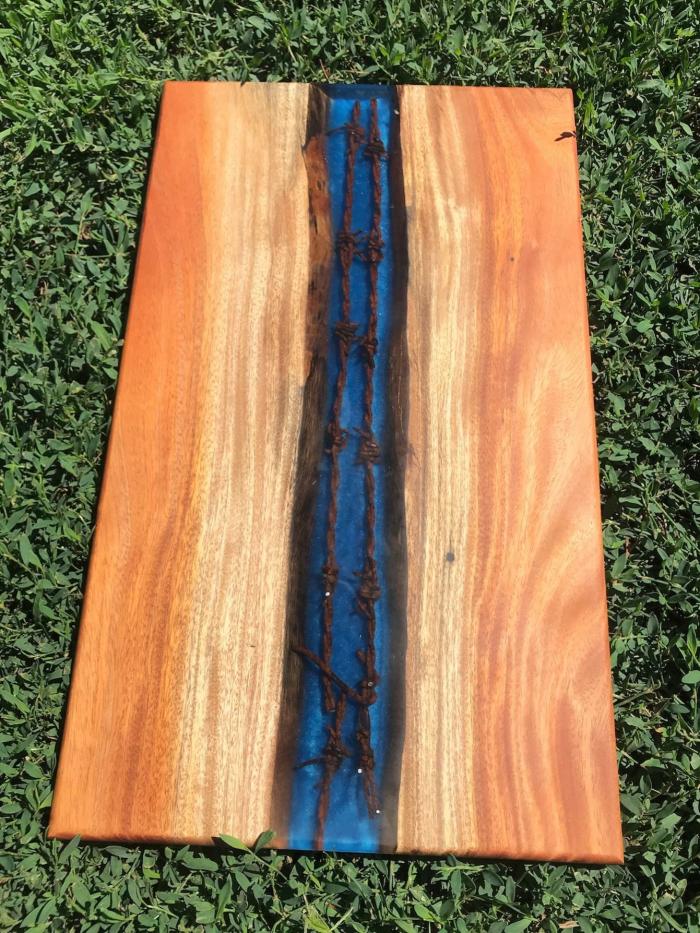 Rustic Timber Resin Board – Blue Barbed Wire  |  Handcrafted Rustic Timber Resin Boards Handcrafted Rustic Timber Resin Boards Handcrafted Rustic Timber Resin Boards