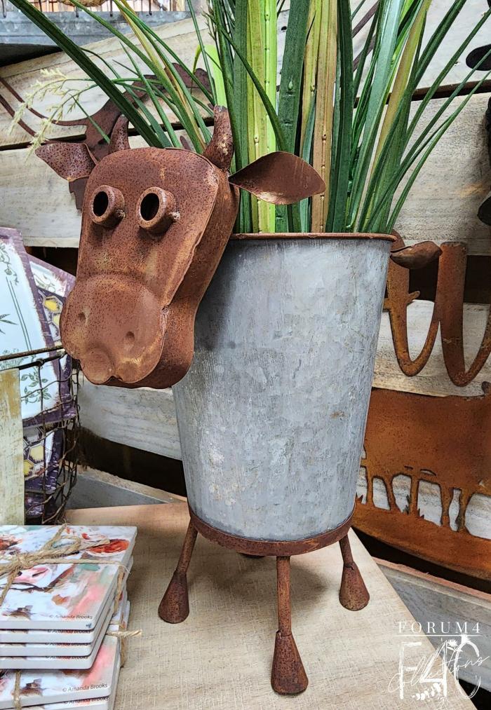 Rusty & Galvanized Moo Cow Planter  |  Planters & Vases Planters & Vases Planters & Vases