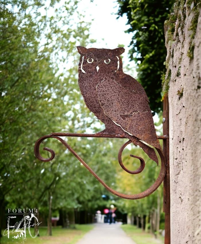 Rusty Garden Wall Hook With Owl  |  Metal Decor Metal Decor Metal Decor