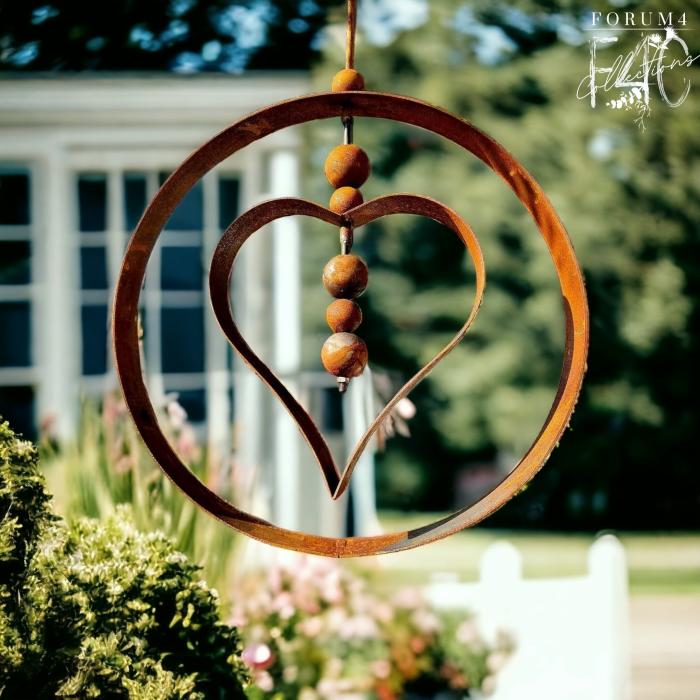 Rusty Hanging Garden Orb – Internal Heart – Medium  |  Hanging Garden Accessories Hanging Garden Accessories Hanging Garden Accessories