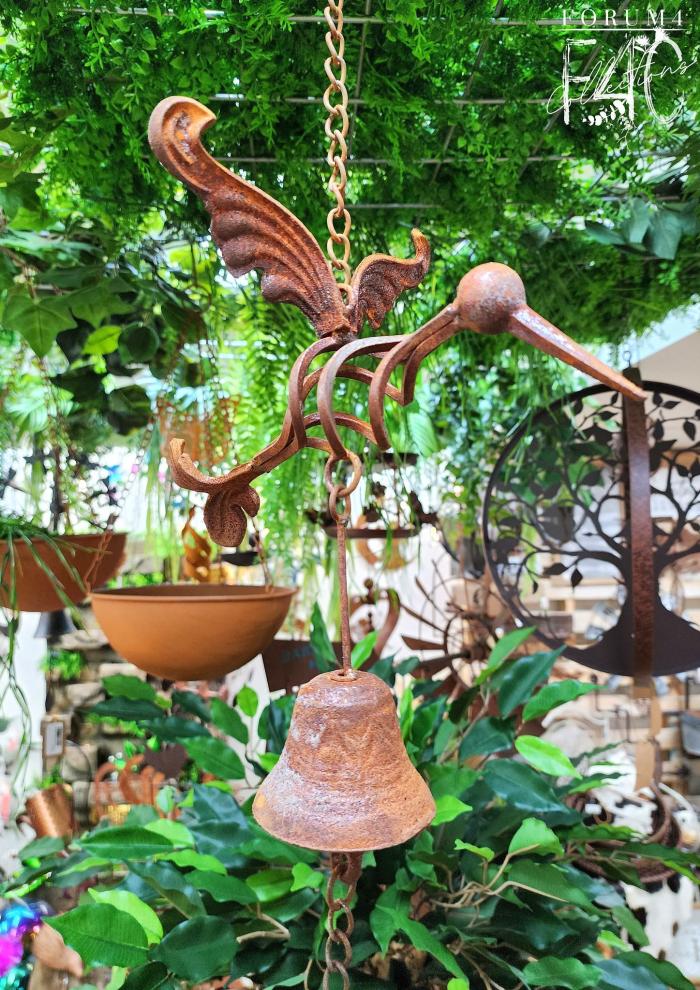 Rusty Hanging Hummingbird With Bell  |  Garden Accessories Garden Accessories Garden Accessories