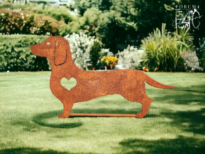 Rusty Lasercut Dachshund W/Heart Garden Stake  |  Garden Stakes Garden Accessories Garden Accessories