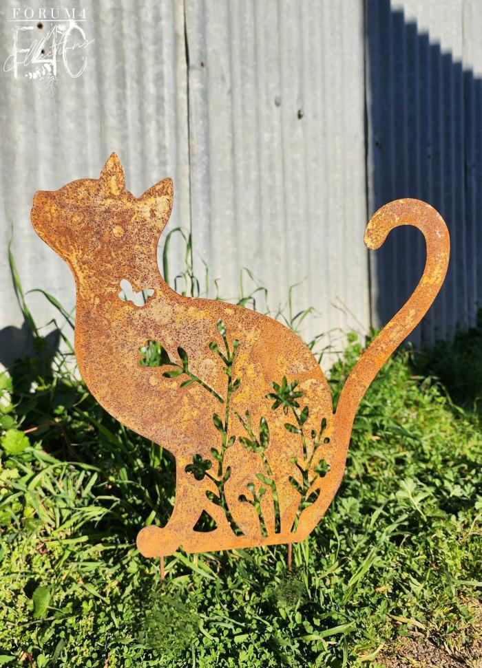 Rusty Meowing Cat Garden Stake  |  Rusty Garden Items Garden Accessories Garden Accessories