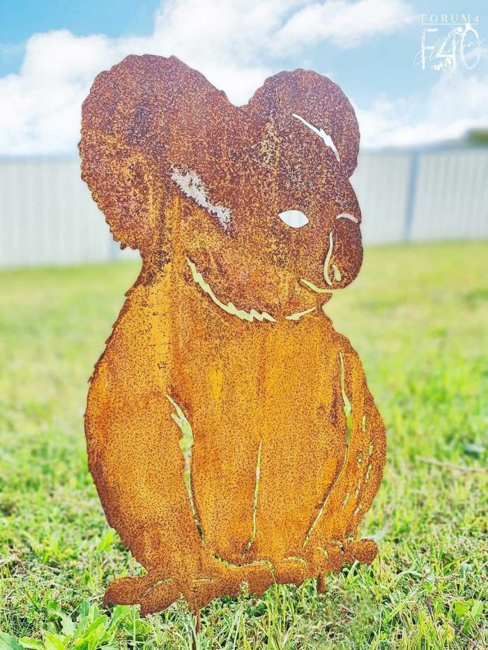 Rusty Metal Koala Garden Stake  |  Rusty Garden Items Garden Creatures Garden Creatures