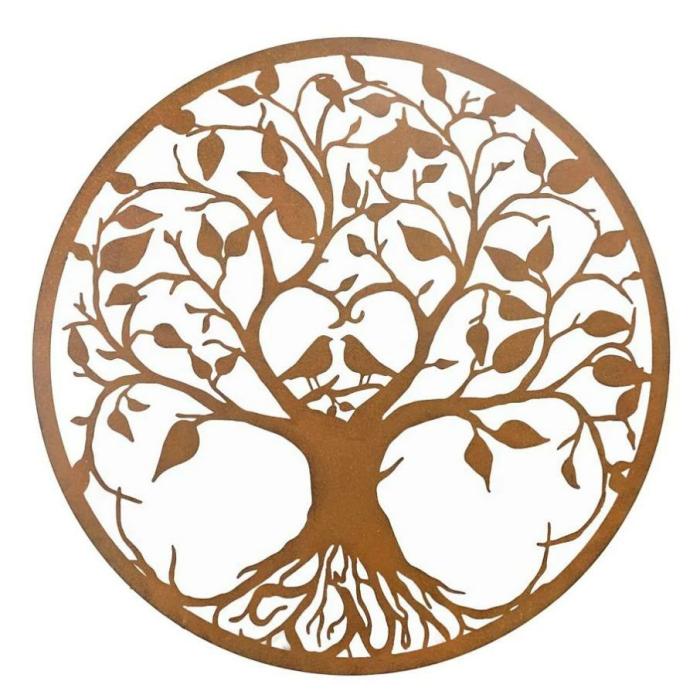 Rusty Tree Of Life With Love Birds Wall Art  |  Metal Decor Metal Decor Metal Decor